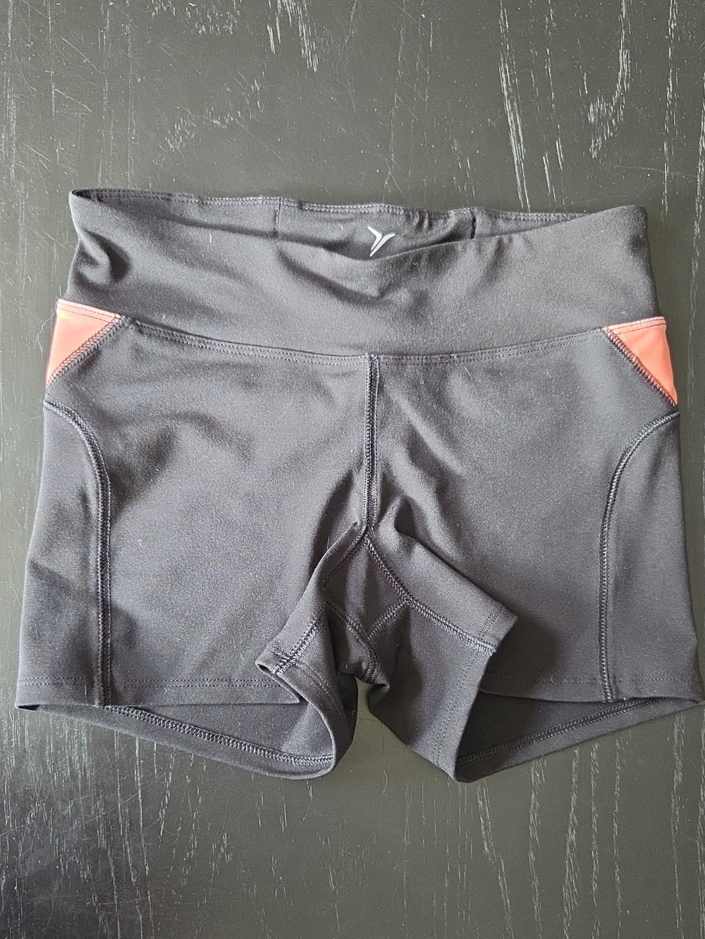 Women's Black Athletic Shorts with Orange Accents